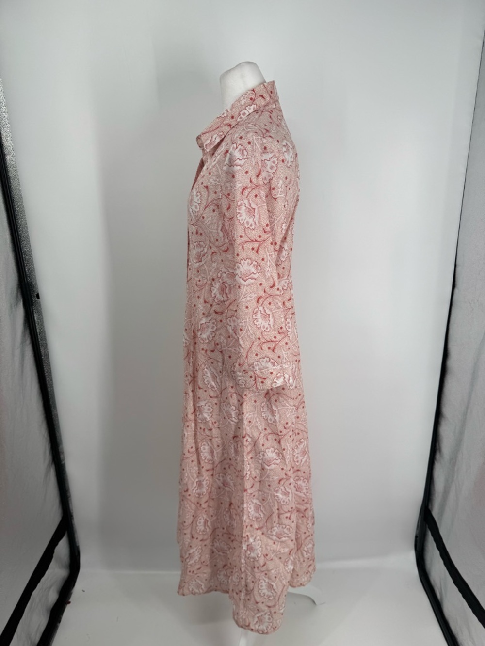 Women's Pink Paisley Midi Shirt Dress - Picture 5 of 10